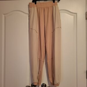 Body & Sol Tan Cream Color Block Jogger Boho Lounge Pants